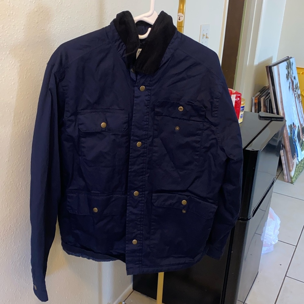 Navy blue bomber jacket